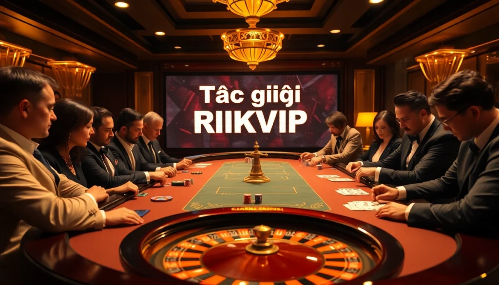A vibrant poker scene highlighting the strategic essence of Tác giả RIKVIP's influence in the gambling world.