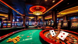 Players engaging at a lively casino table with KK55-themed elements, enhancing the thrill of gambling.