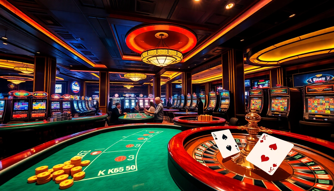 Players engaging at a lively casino table with KK55-themed elements, enhancing the thrill of gambling.