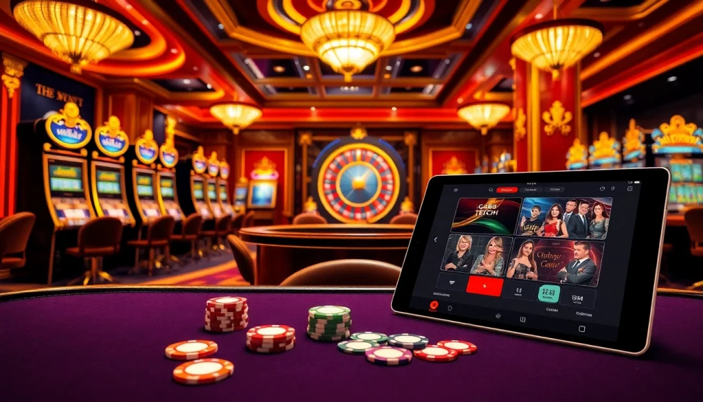 Experience Gg88 Tech's exciting casino atmosphere with poker chips and slot machines.