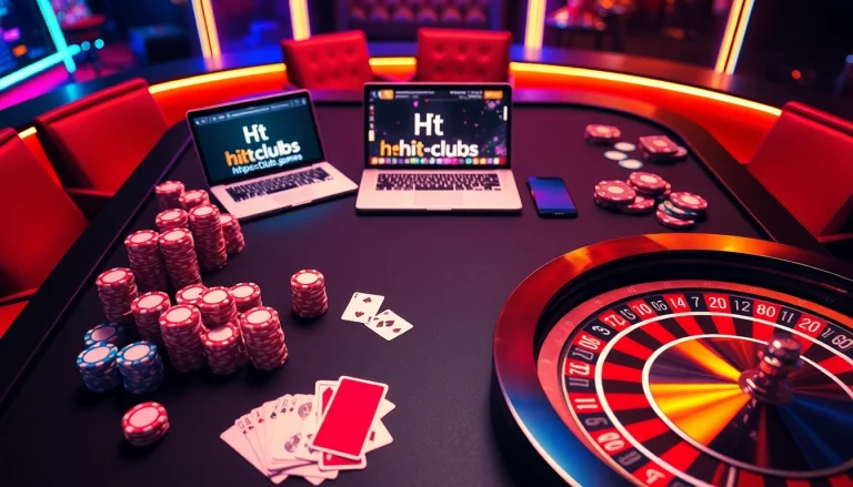 Engage with thrilling games at https://hit-club.games/ with high-stakes poker chips and vibrant casino atmosphere.