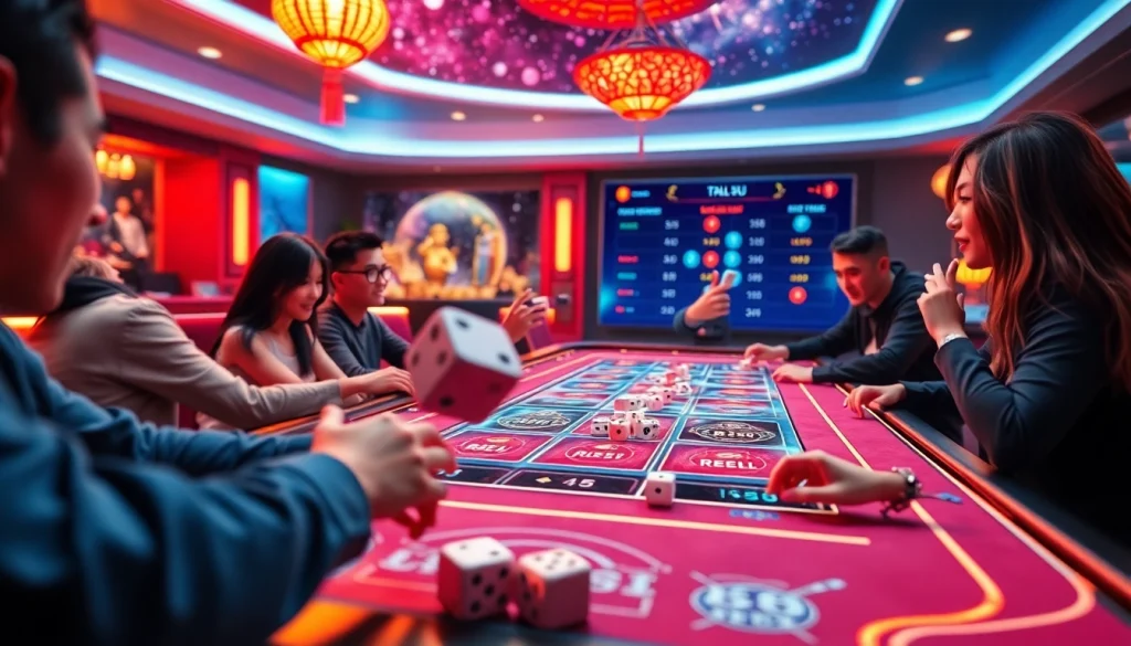Tai Xiu game interface showcasing dynamic betting options and engaged players in a lively online gaming environment.