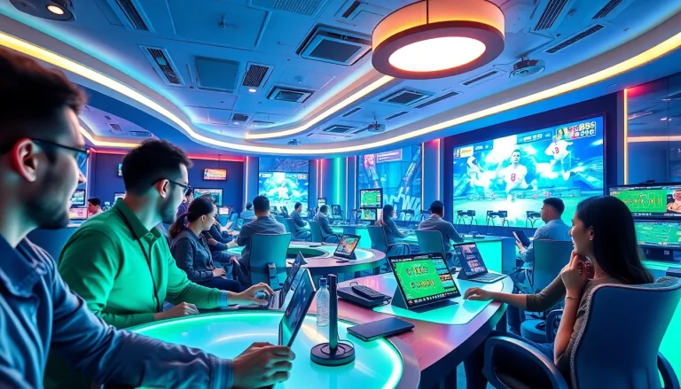 Exciting online gaming scene featuring Lauthaitv, showcasing vibrant casino games and sports betting.