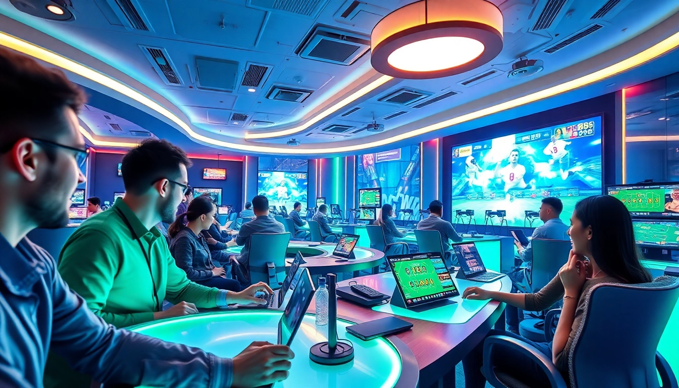 Exciting online gaming scene featuring Lauthaitv, showcasing vibrant casino games and sports betting.