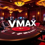 VMAX gaming experience featuring high-stakes poker tables and elegant slot machines.