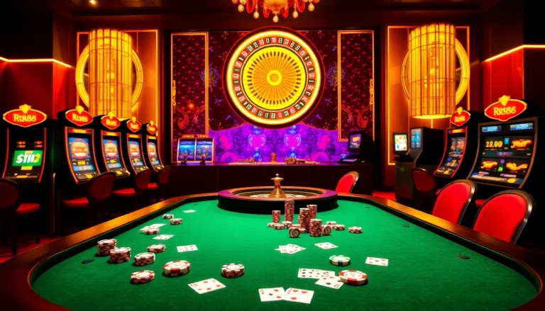 Experience the thrill of RR88 with high-stakes action at an elegant casino table.
