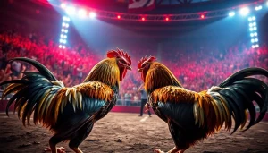 Live action at sv368win.live featuring an intense chicken fight with crowd excitement.