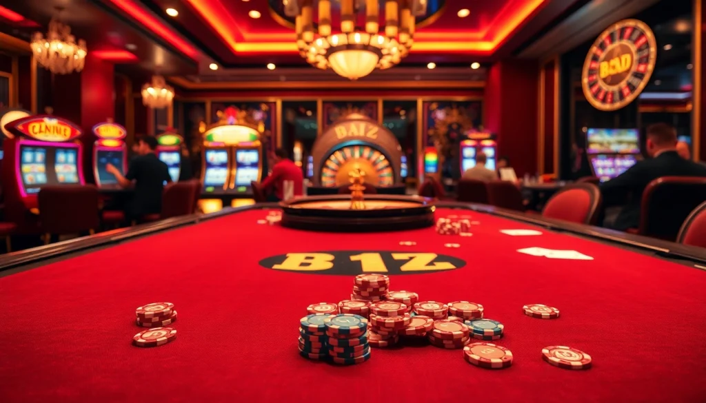 B52Club players enjoying an exciting poker game at a vibrant casino table.