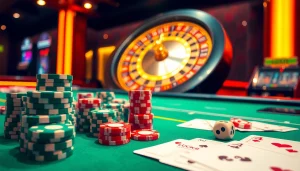 Trải nghiệm cảm giác hồi hộp của LUCK8 và LUCKY8 tại bàn casino sinh động, tràn ngập những chip và lá bài chiến thắng.