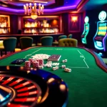 Experience high-stakes excitement at GO8 with vibrant casino tables and spinning roulette wheels.