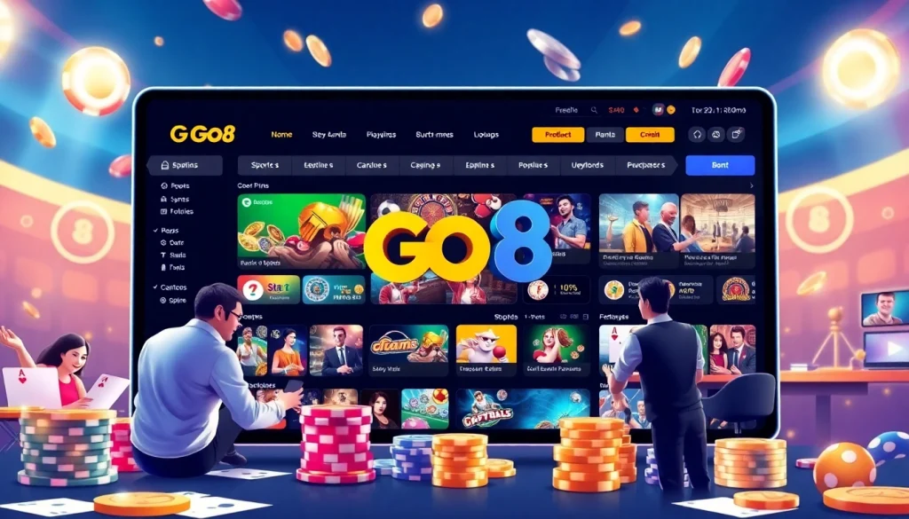Go8 online gambling platform showcasing diverse gaming options and a user-friendly interface.