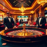 A lively casino scene showcasing the thrill of gambling, with a roulette table, chips, and the keyword 5MB integrated into the ambiance.