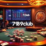 Engage in thrilling gameplay at 789club with vibrant poker tables, roulette, and gaming screens.