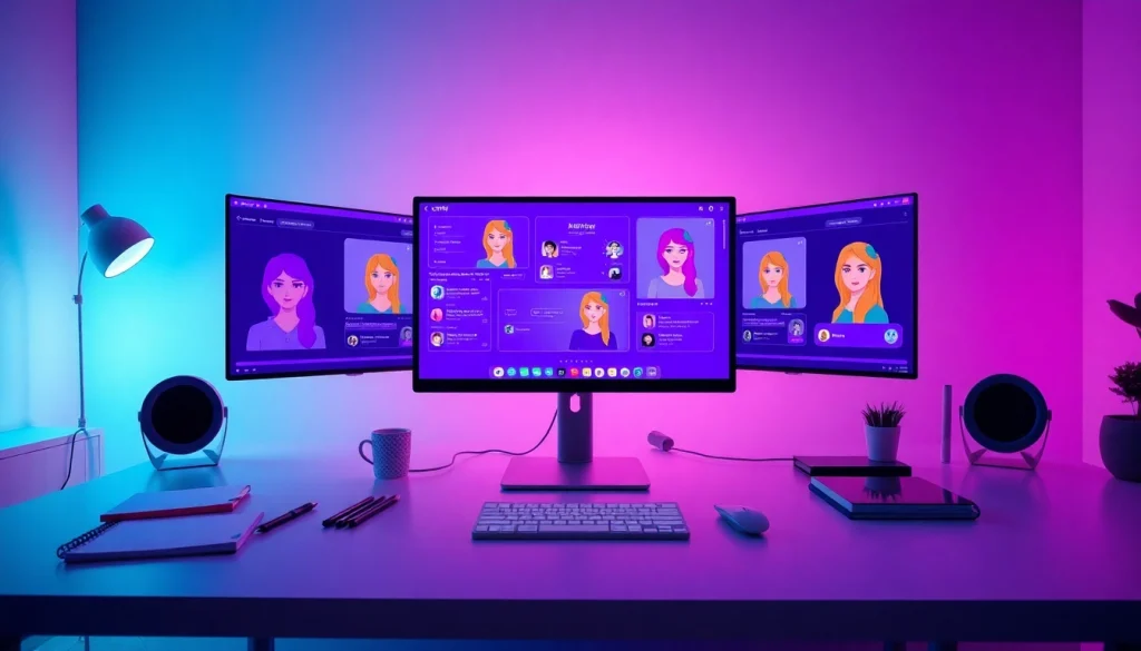 Engaging digital workspace showcasing ai nsfw interactions with vibrant character designs.