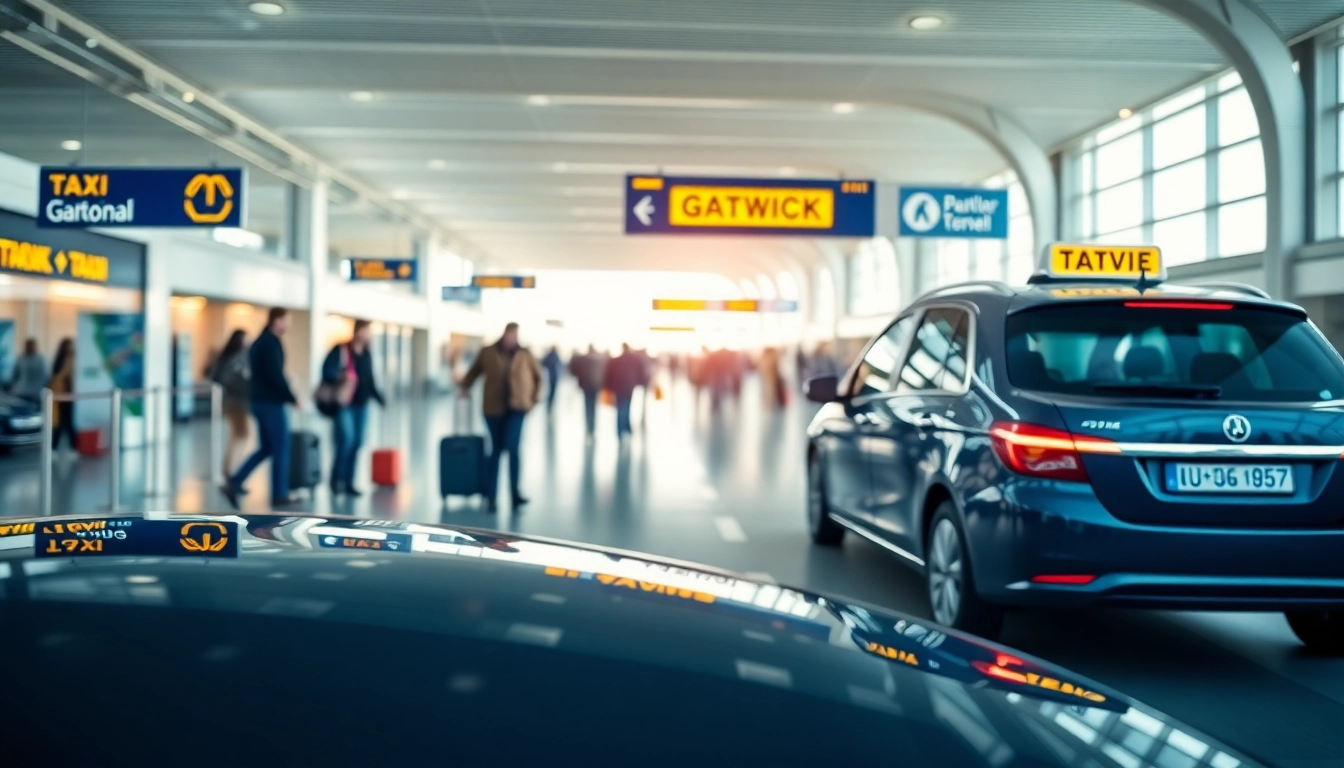 Efficient taxi service at Gatwick airport, illustrating seamless transportation experience.