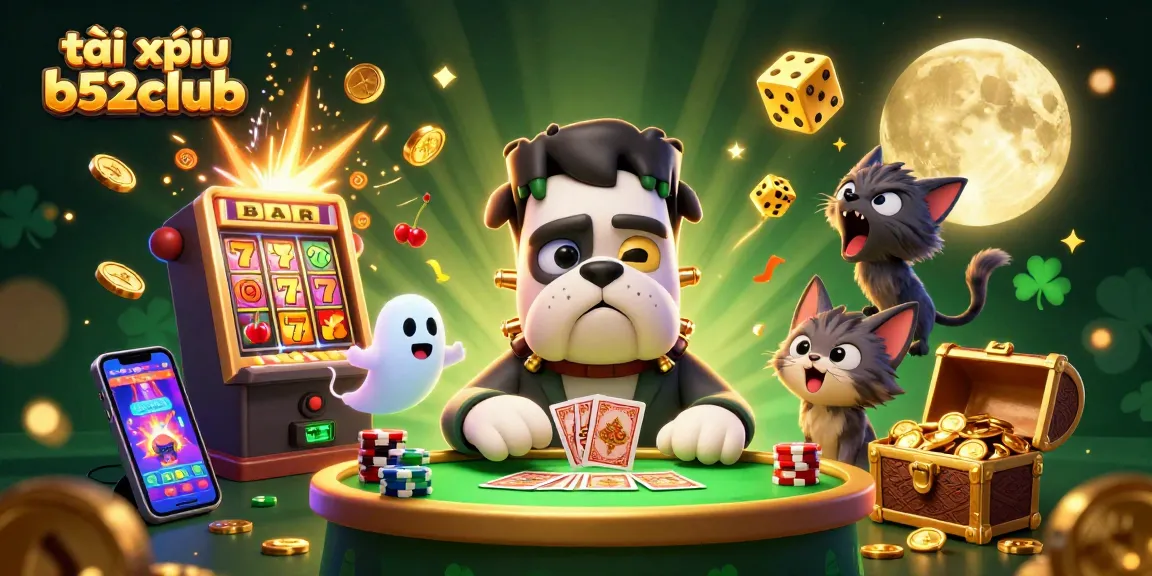Engage in thrilling gameplay at tài xỉu b52club with a vibrant casino scene featuring unique characters and elements.