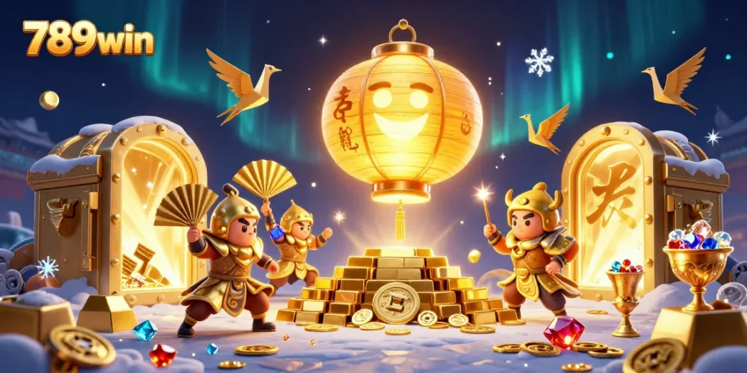 Experience thrilling fortunes at 789win's vibrant online casino illuminated by golden treasures.